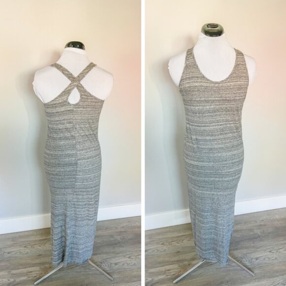 Ann Taylor LOFT Grey Cross Back Casual Midi Dress - Picture 1 of 11